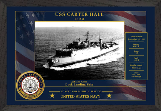 USS Carter Hall LSD-3 Framed Patriotic Photo