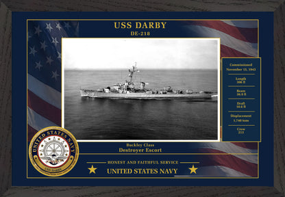 USS Darby DE-218 Framed Patriotic Photo