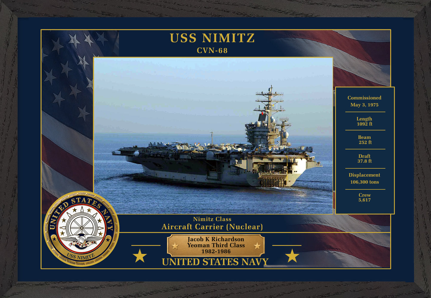 USS Nimitz CVN-68 Framed Patriotic Photo