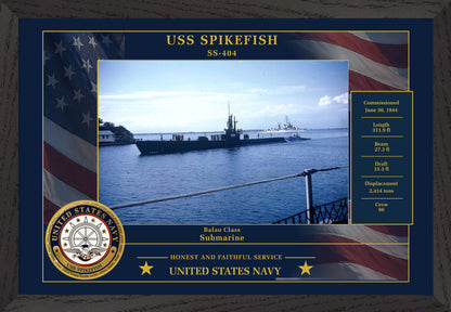 USS Spikefish SS-404 Framed Patriotic Photo