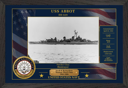 USS Abbot DD-629 Framed Patriotic Photo