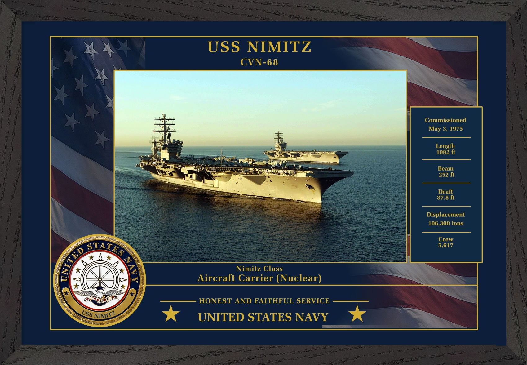 USS Nimitz CVN-68 Framed Patriotic Photo