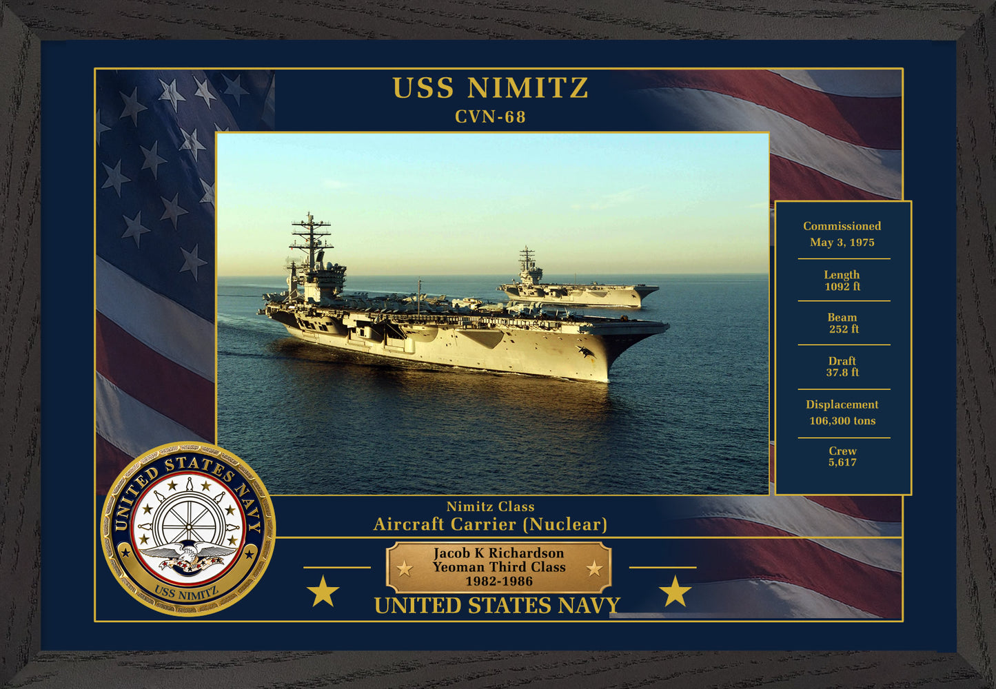 USS Nimitz CVN-68 Framed Patriotic Photo