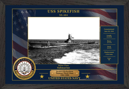 USS Spikefish SS-404 Framed Patriotic Photo