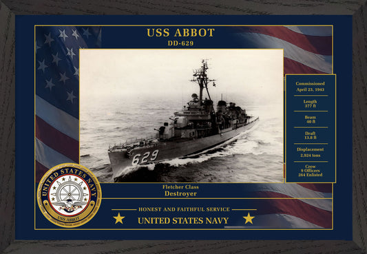 USS Abbot DD-629 Framed Patriotic Photo