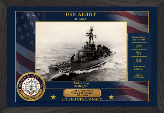 USS Abbot DD-629 Framed Patriotic Photo