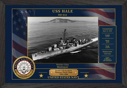 USS Hale DD-642 Framed Patriotic Photo