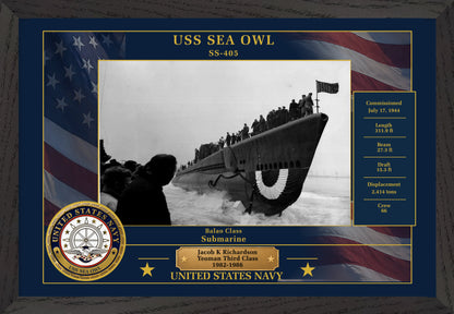 USS Sea Owl SS-405 Framed Patriotic Photo