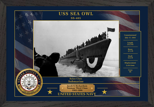 USS Sea Owl SS-405 Framed Patriotic Photo