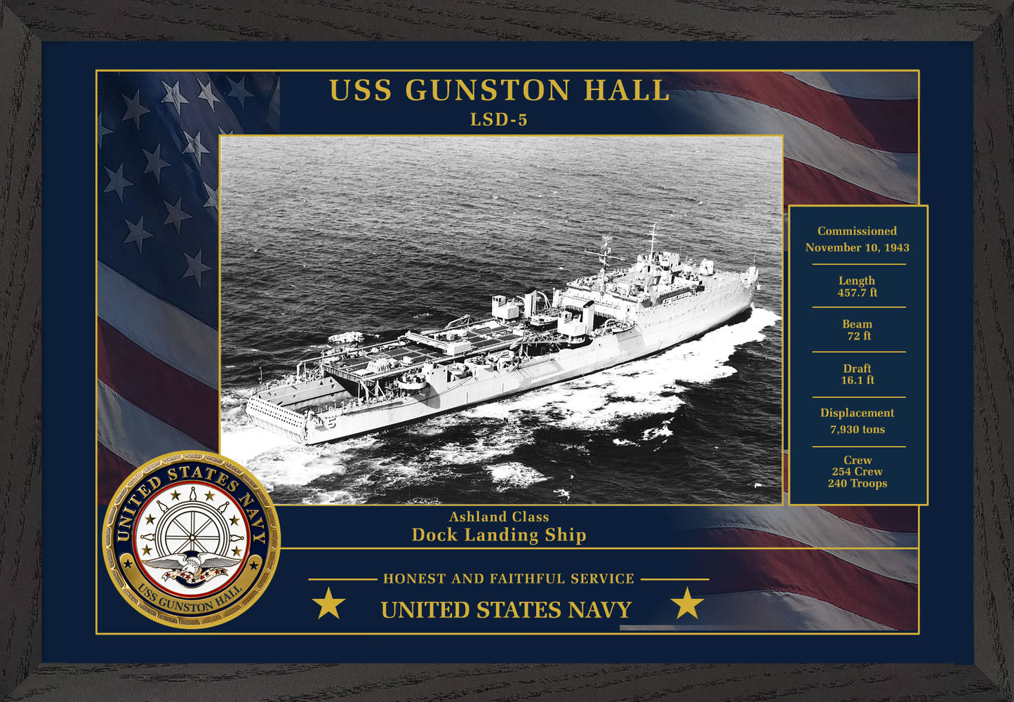 USS Gunston Hall LSD-5 Framed Patriotic Photo