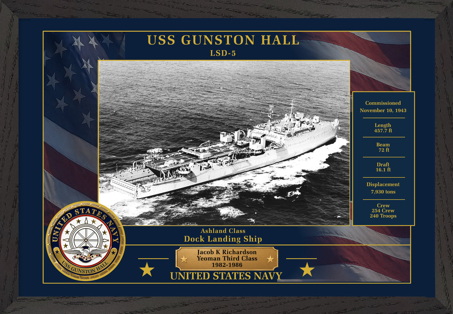 USS Gunston Hall LSD-5 Framed Patriotic Photo