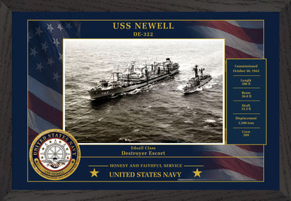 USS Newell DE-322 Framed Patriotic Photo