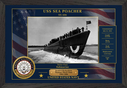 USS Sea Poacher SS-406 Framed Patriotic Photo