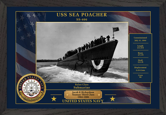 USS Sea Poacher SS-406 Framed Patriotic Photo