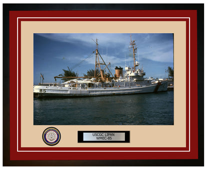 USCGC LIPAN WMEC 85 Framed Coast Guard Ship Photo Burgundy 59WMEC85