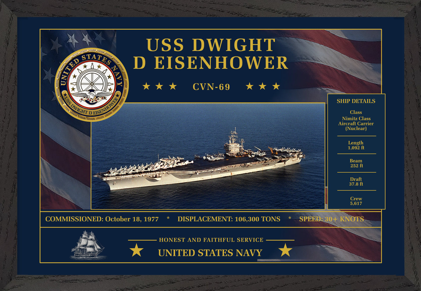 USS Dwight D Eisenhower CVN-69 Framed Patriotic Art