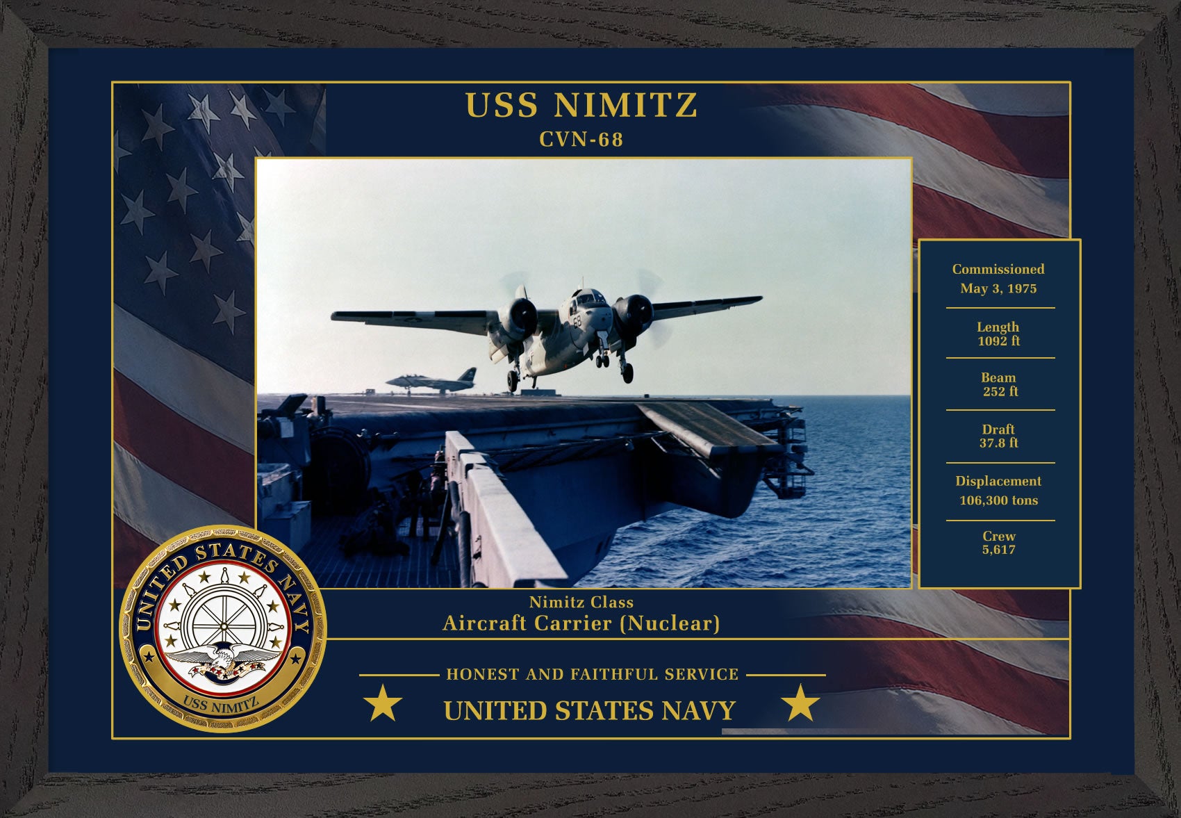 USS Nimitz CVN-68 Framed Patriotic Photo