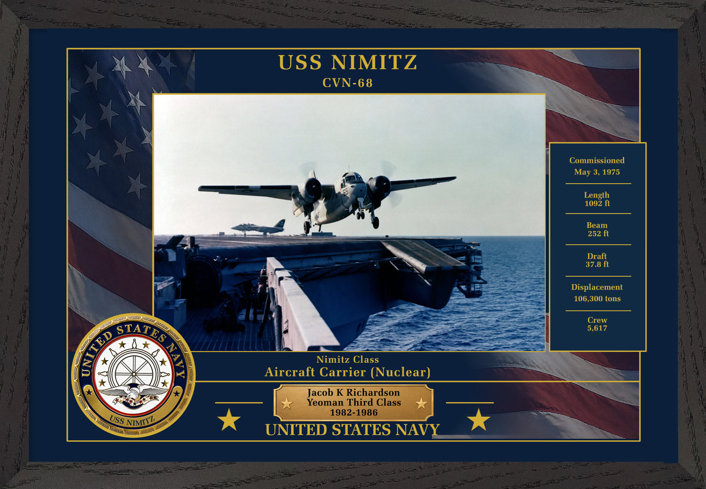 USS Nimitz CVN-68 Framed Patriotic Photo