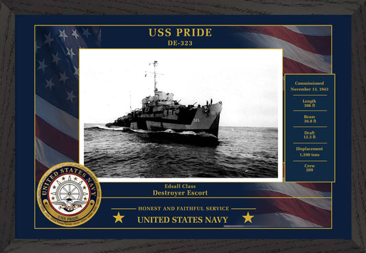 USS Pride DE-323 Framed Patriotic Photo