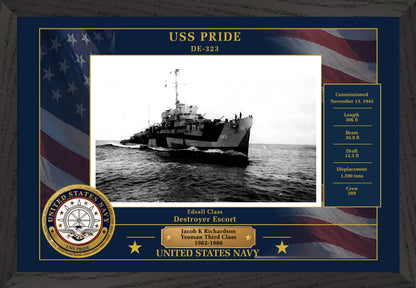 USS Pride DE-323 Framed Patriotic Photo