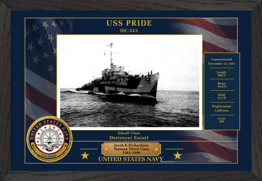 USS Pride DE-323 Framed Patriotic Photo