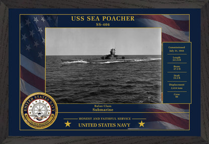 USS Sea Poacher SS-406 Framed Patriotic Photo