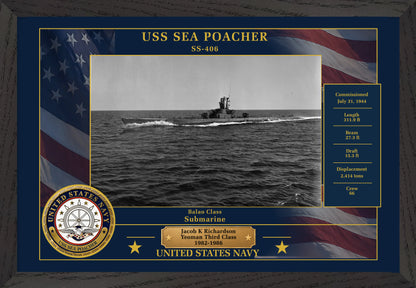 USS Sea Poacher SS-406 Framed Patriotic Photo
