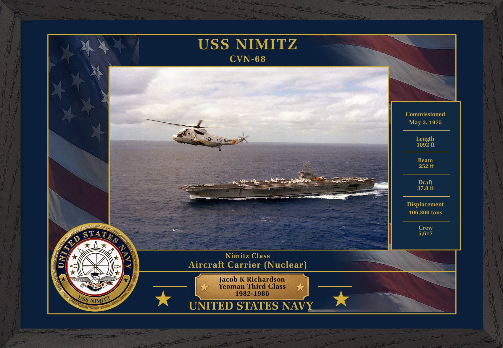 USS Nimitz CVN-68 Framed Patriotic Photo