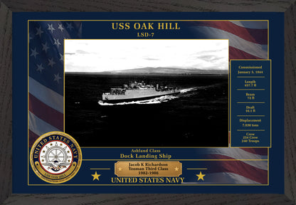 USS Oak Hill LSD-7 Framed Patriotic Photo