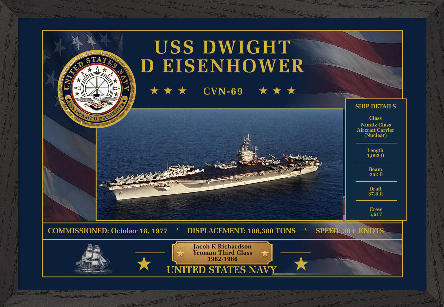 USS Dwight D Eisenhower CVN-69 Framed Patriotic Art