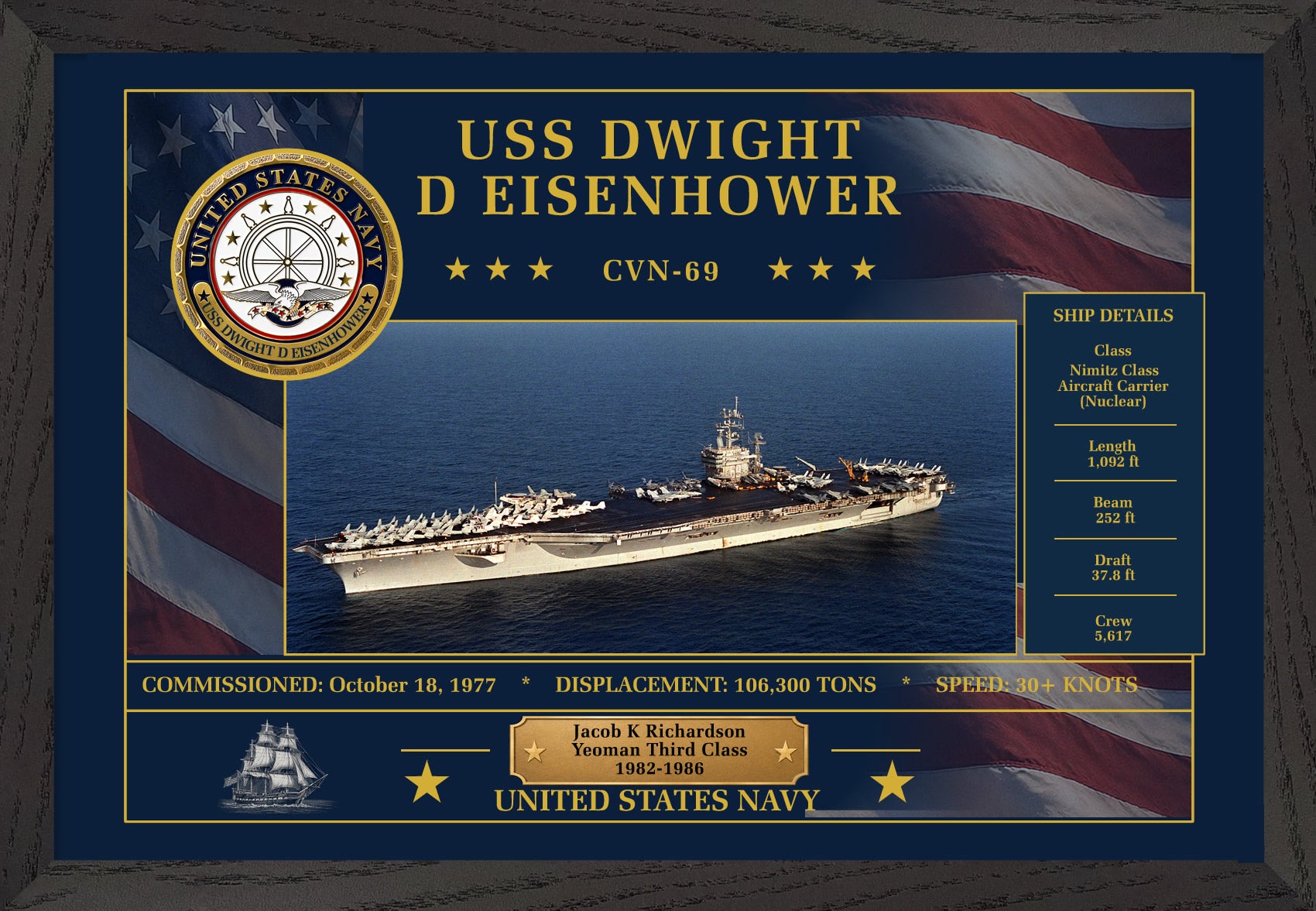 USS Dwight D Eisenhower CVN-69 Framed Patriotic Art