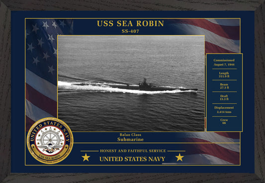 USS Sea Robin SS-407 Framed Patriotic Photo