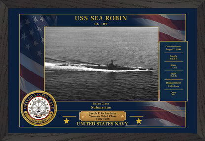 USS Sea Robin SS-407 Framed Patriotic Photo