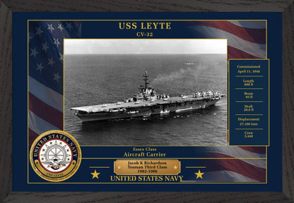 USS Leyte CV-32 Framed Patriotic Photo