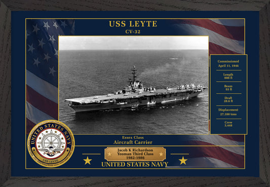 USS Leyte CV-32 Framed Patriotic Photo