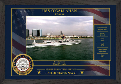USS Ocallahan FF-1051 Framed Patriotic Photo