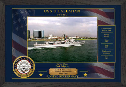 USS Ocallahan FF-1051 Framed Patriotic Photo