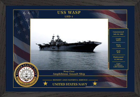 USS Wasp LHD-1 Framed Patriotic Photo