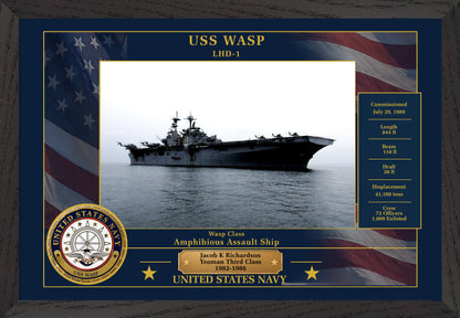 USS Wasp LHD-1 Framed Patriotic Photo