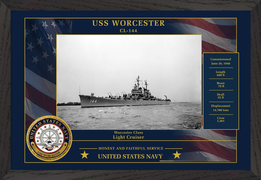 USS Worcester CL-144 Framed Patriotic Photo