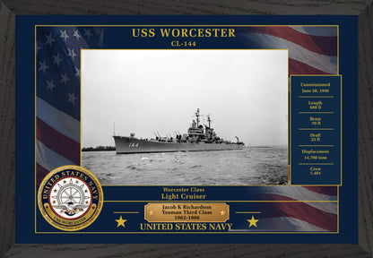 USS Worcester CL-144 Framed Patriotic Photo