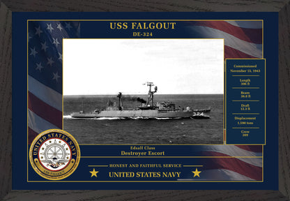USS Falgout DE-324 Framed Patriotic Photo