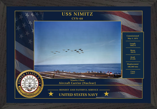 USS Nimitz CVN-68 Framed Patriotic Photo