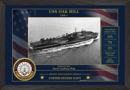 USS Oak Hill LSD-7 Framed Patriotic Photo