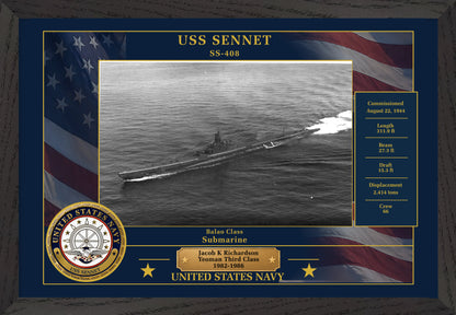 USS Sennet SS-408 Framed Patriotic Photo