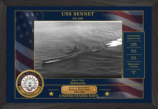 USS Sennet SS-408 Framed Patriotic Photo