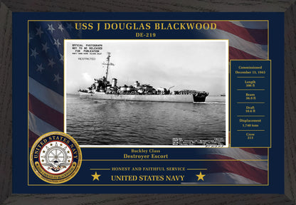 USS J Douglas Blackwood DE-219 Framed Patriotic Photo