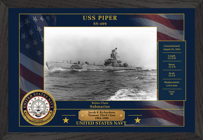 USS Piper SS-409 Framed Patriotic Photo
