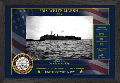 USS White Marsh LSD-8 Framed Patriotic Photo