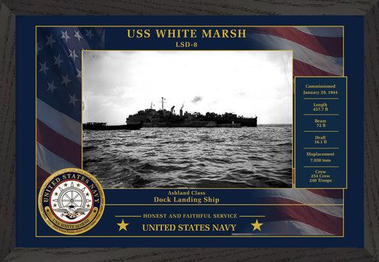 USS White Marsh LSD-8 Framed Patriotic Photo